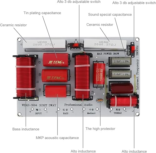 Miniatura 2 de 3 altavoces crossovers, 350 W 3 vías 3 unidad de altavoces HiFi Home Altavoces divisor de frecuencia de audio filtros cruzados