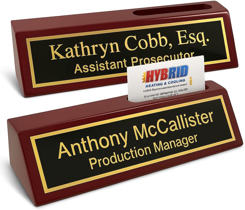 Black Desk Name Plate Personalized - Name Plate for Desk Engraved in USA