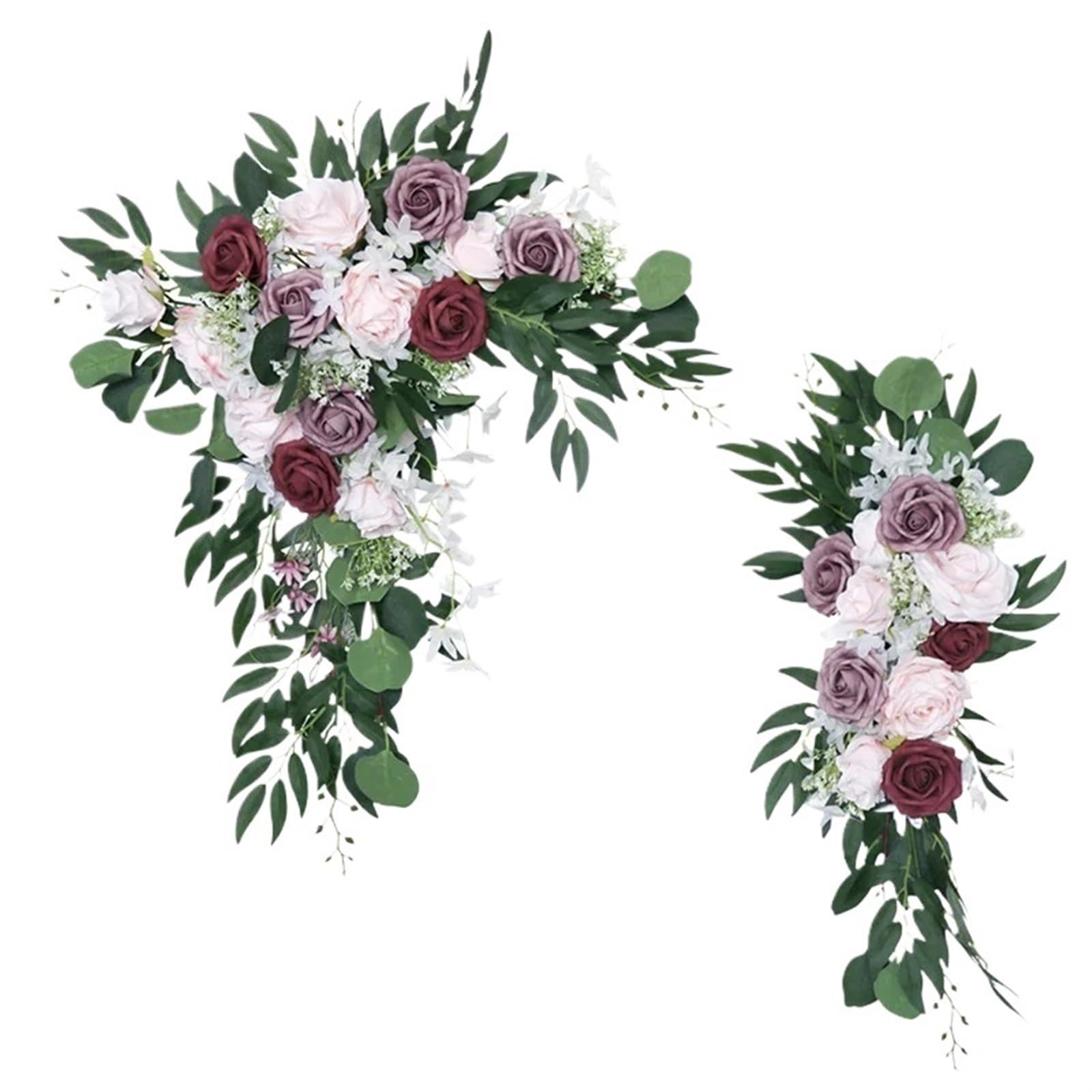 Zymjzbetic Artificial Wedding Arch Flowers Kit 2pcs Artificial Wedding Arch Flowers Rose Party Garland Ceremony Flower Backdrop Decoration Fake(F)
