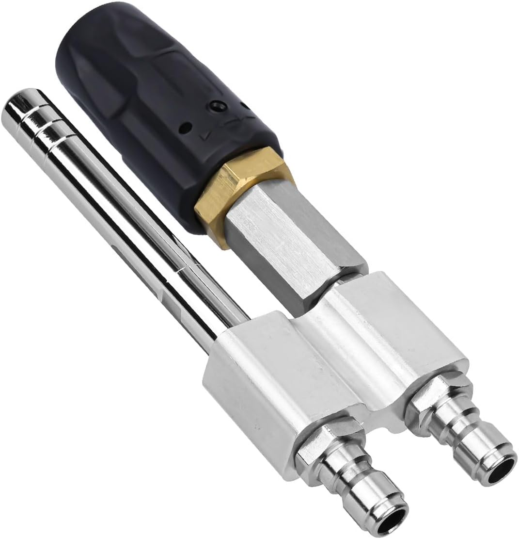 M5 Twist Nozzle 3-7 GPM for Pressure Washer, 2-in-1 Adjustable Long Range Shooter Tip, Downstream Soft Wash Injector with 1/4in NPT Quick Connect Spray Power Washer Accessories for Washing Roof Garden
