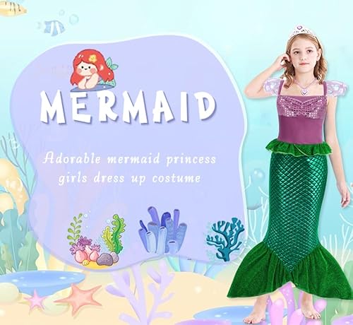 Miniatura 2 de Eledobby Ariel Dress for Girls Little Mermaid Costume Kids Halloween Outfits Princess Mermaids Skirt Birthday Party Dress Up