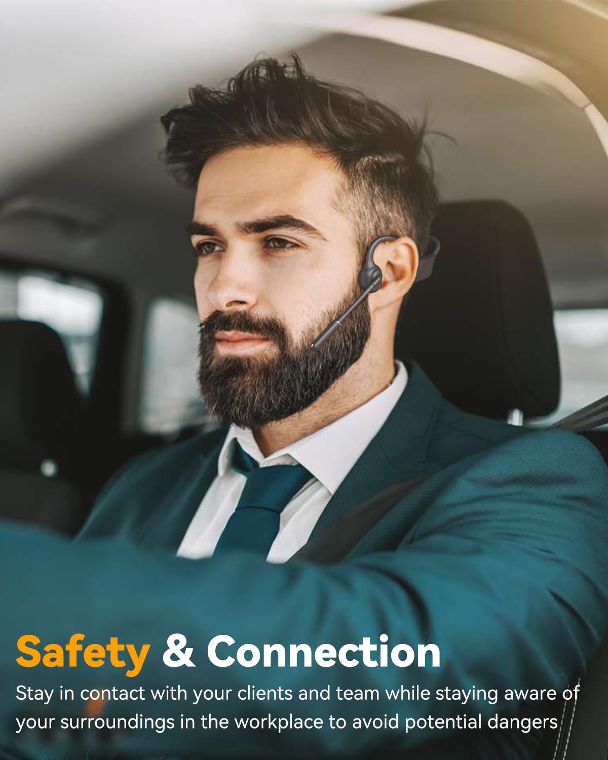 Knochenschall Kopfhörer Bluetooth Headset mit Mikrofon Multipoint-Kopplung | 33g Ultraleicht, offene Ohren und leicht für Komfort, Geräuschunterdrückendes Mikrofon für Büro Callcenter Zoom