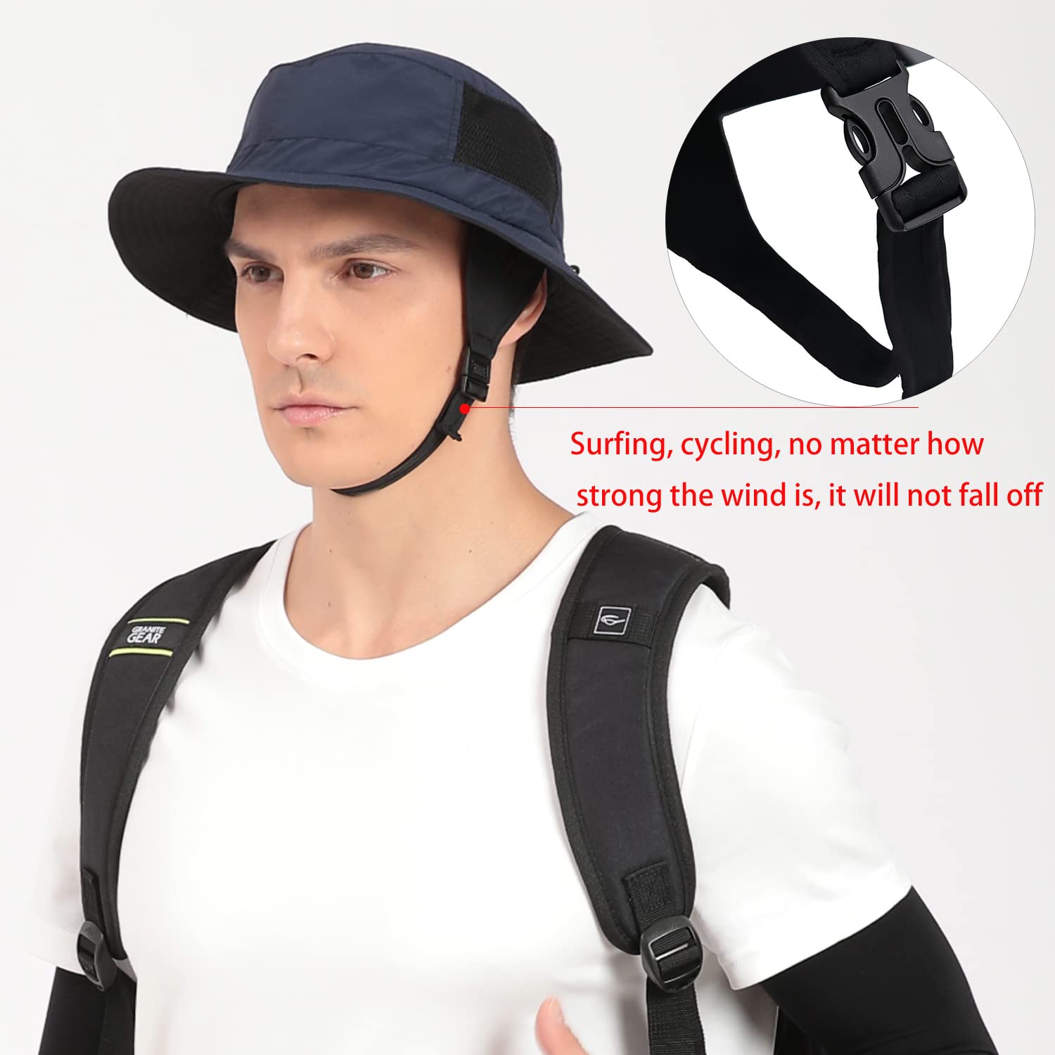 WANYIG Cappello da Sole Anti UV Uomo Donna Estivo One-in-all Stoccaggio Impermeabile Cappello da Pescatore per Pesca Asciugatura Rapida Grande 56-60CM con 6.5cm Tesa