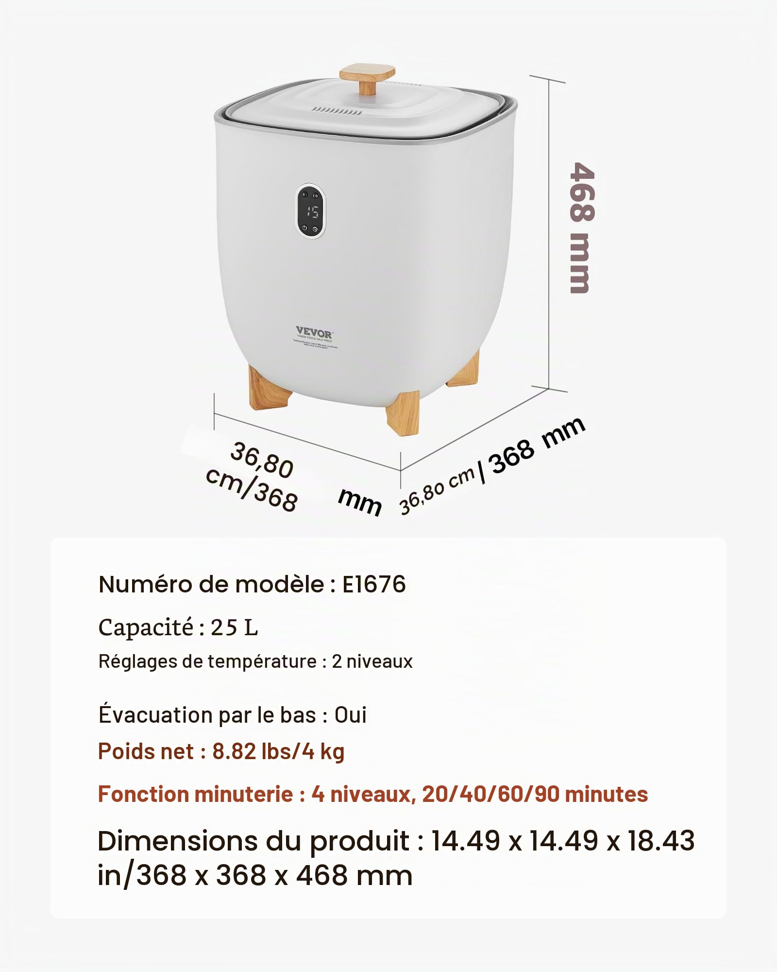 VEVOR Sèche Serviettes 25 L, Chauffe Serviettes avec Écran LED et Colonnes Chauffantes Inférieures, Seau Chauffe Serviettes Intelligent avec Minuterie Réglable Arrêt Auto, pour Couvertures Peignoirs