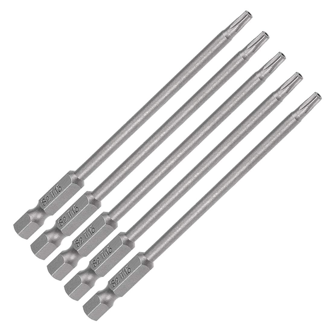 TA-VIGOR 5Pcs T15 Torx Head Screwdriver Bits 1/4 Inch Hex Shank