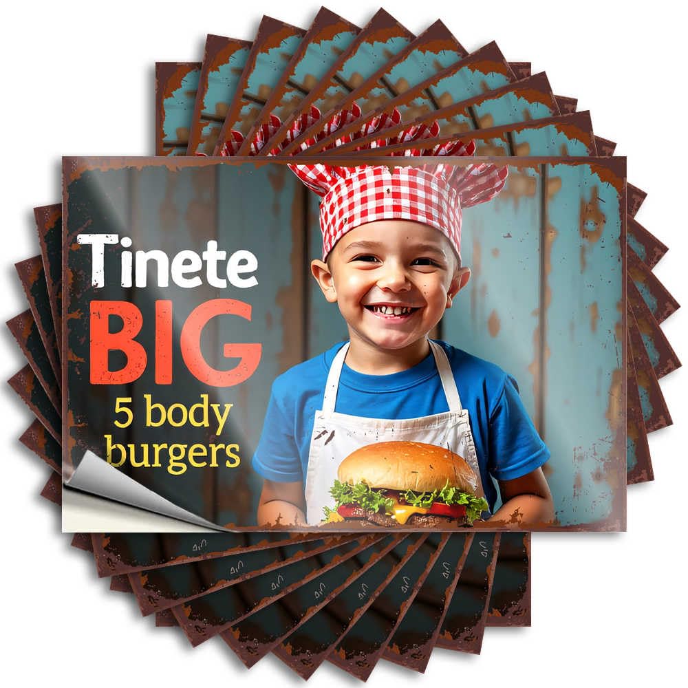 Spring Porch Decor Tattoo Laptop | Little Chef Tinate Prepares 5 Yummy Body Burgers! Cheap Outdoor Sticker Pack(6X9CM)