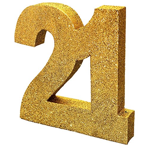 Number 21 Glitter Table Decoration Gold| Table Centrepiece | Table Decorations Centrepiece | 21st Birthday Decorations | Pack of 1 | 20cm |H101