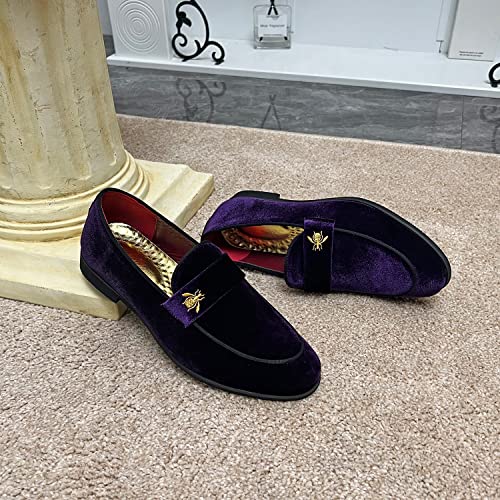 Image of FLQL Men's Luxury Penny Loafer Slip-On Velvet Shoes Party Dancing Shoes Suede Wedding Shoes Plus Size 7-13