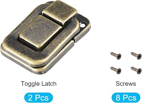Miniatura 5 de METALLIXITY Cerradura de cierre de palanca (1.496 in x 0.984 in), 2 unidades, cerrojo de hierro, para armarios, cajas, maletas, tono bronce