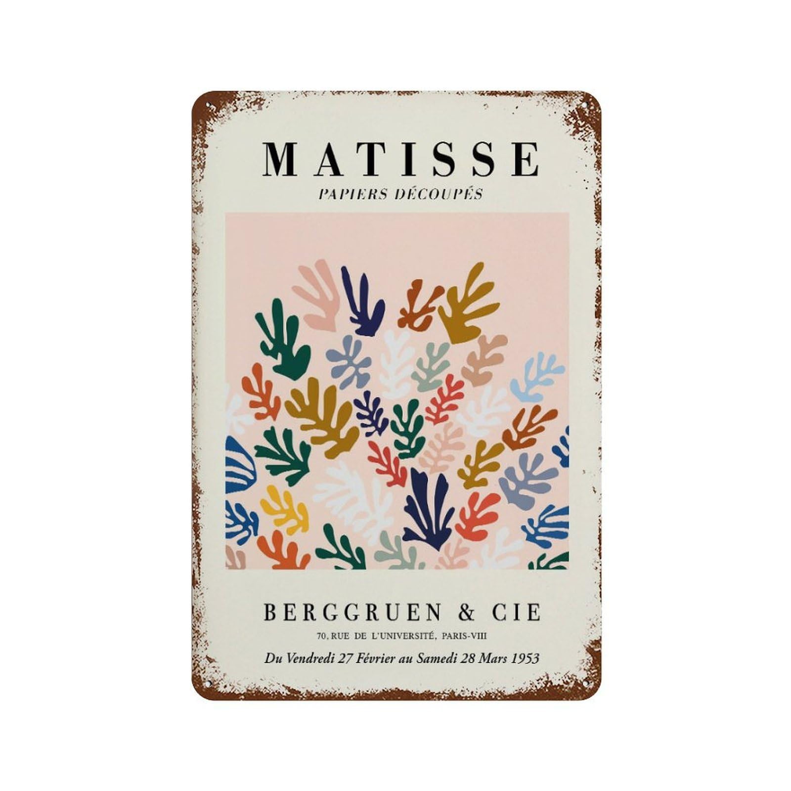 xiaoxiaoshen Matisse Cutouts Exhibition – Vintage Modern Wall Decor Art Metal Tin Poster Modern Home Decor Art Home Bar Shop Decorations Vintage Sign 30x20cm