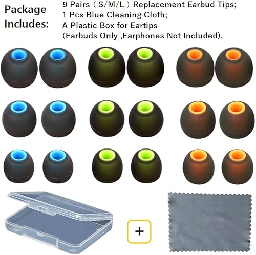 Miniatura 2 de Auriculares de silicona para auriculares de repuesto para auriculares internos populares Otro agujero interior 0.150 in - 0.201 in 9 pares SML