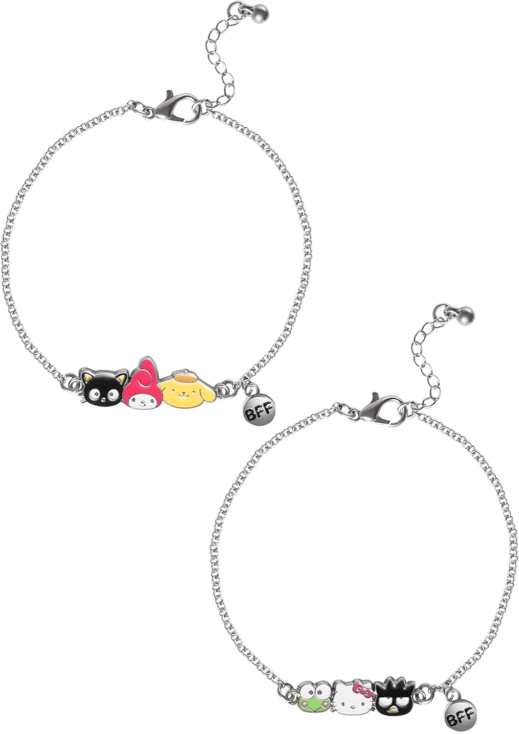 SALLY ROSE Hello Kitty and Friends Friendship Bracelet Set of 2 Official License, Fashion Sanrio Bracelets with BFF Charm