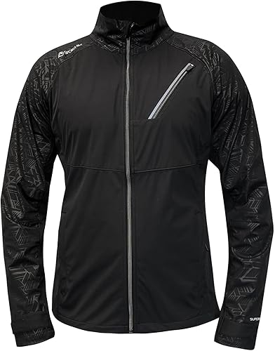 SportHill Super XC Strechy - Chaqueta para hombre resistente al viento ligera con cremallera activa para correr esquí
