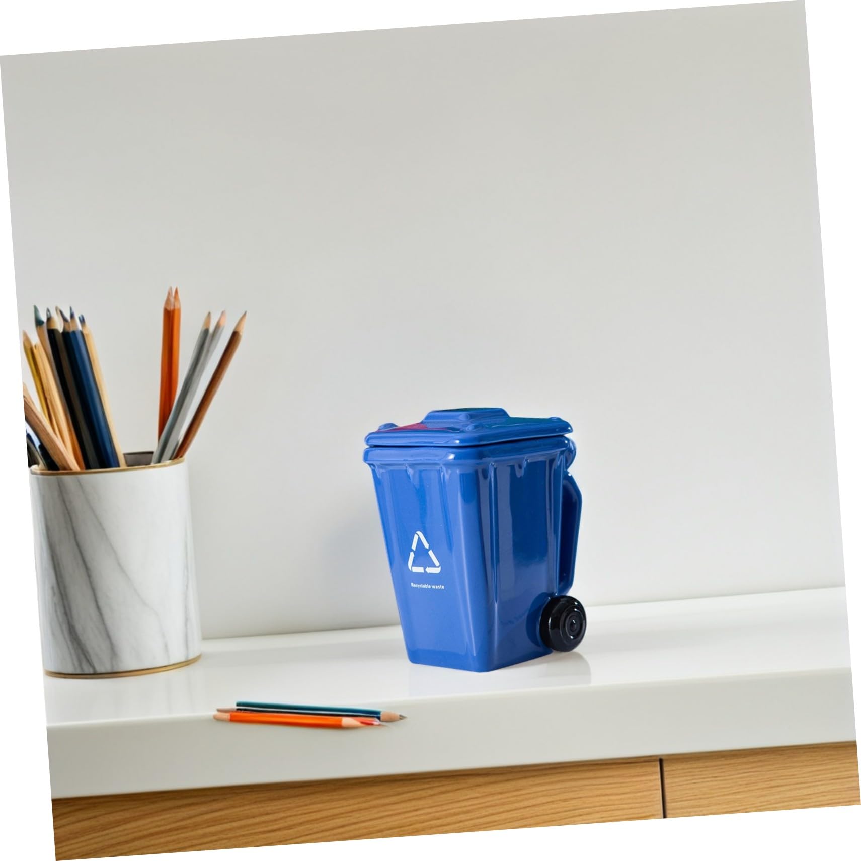 INOOMP Kaffeetasse 400ml aus Keramik, Blau, für Täglichen Gebrauch | Interessantes Design, Anti Scalding und Robust, Passend für Büro, Zuhause und Wohnaccessoire