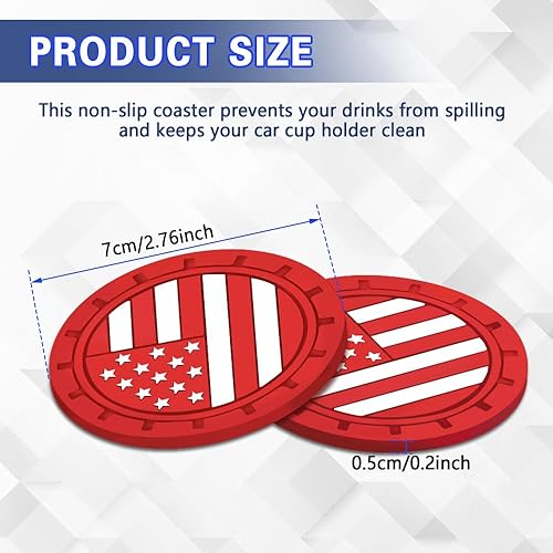 Miniatura 9 de Portavasos para automóvil, portavasos antideslizantes para automóvil, soporte de taza de bandera de EE. UU. de 2.75 pulgadas, portavasos de