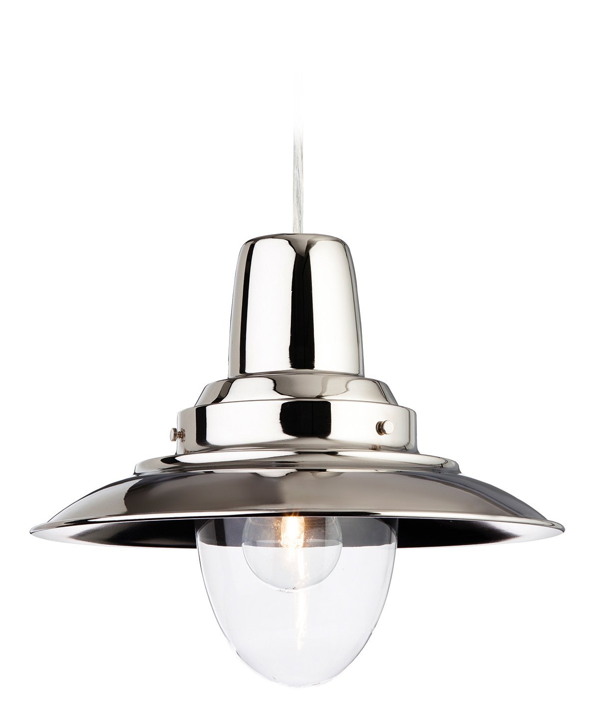 Firstlight Products Chrome Firstlight E27 Edison Screw 60 Watt Fisherman Pendant, With Clear Glass