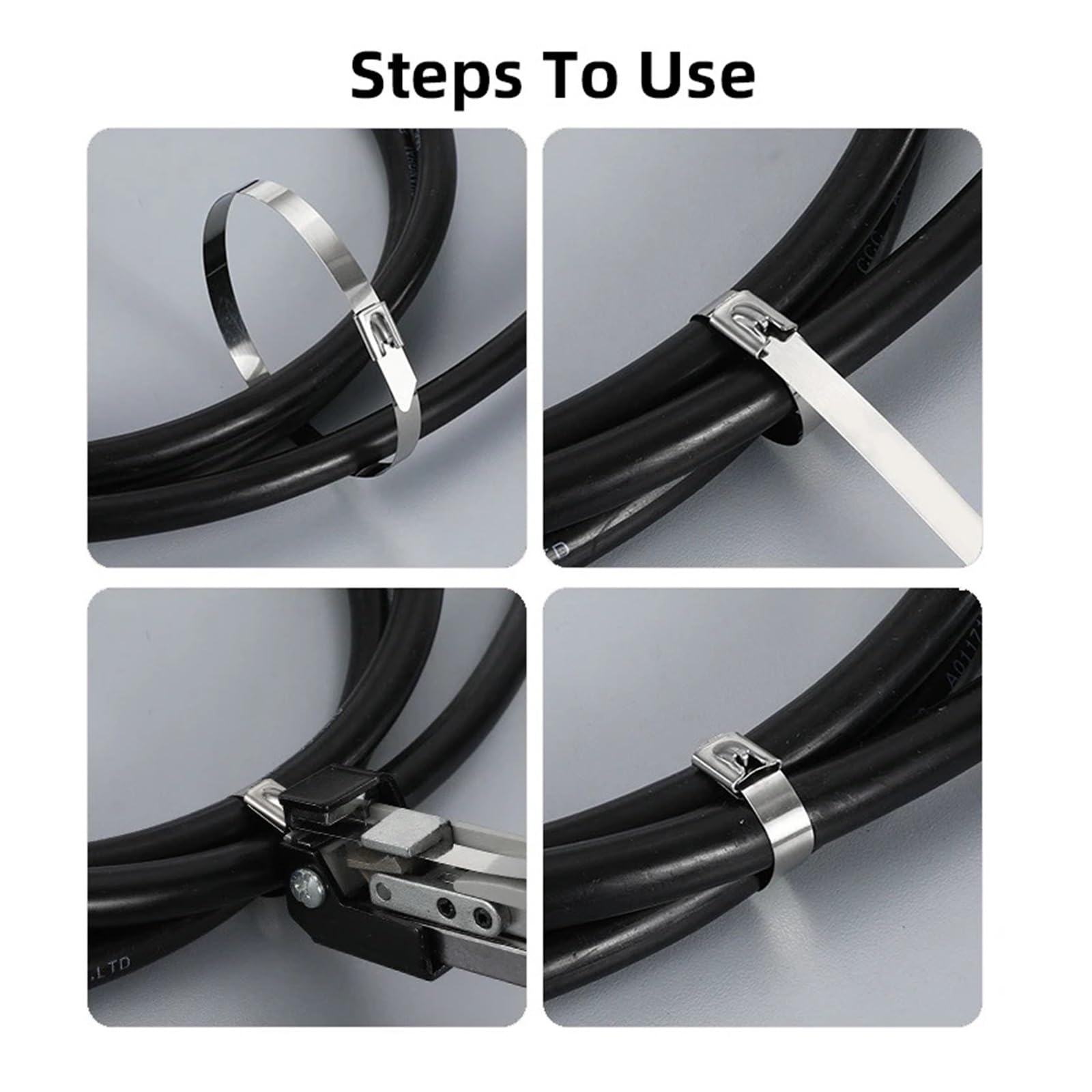 Fascetta con cerniera autobloccante in acciaio inossidabile 316, fascette per cavi da 100 pezzi da 4,6 mm/7,9 mm, 100-1000 mm per fascetta sigillante per involucro di scarico(7.9MM-550mm)