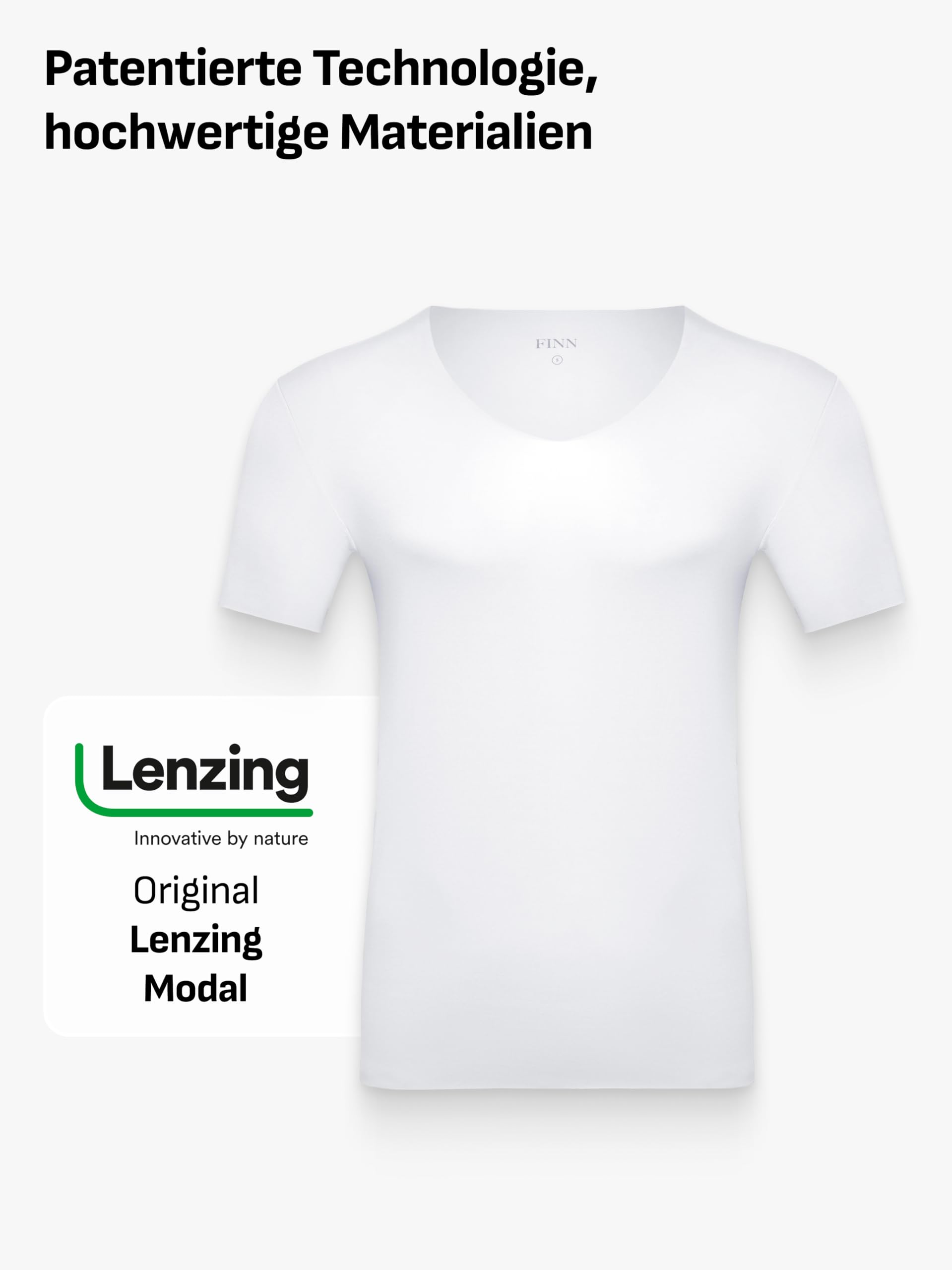 FINN Clean-Cut - Maglietta intima da uomo a maniche corte con scollo a V, invisibile, con finitura laser, senza cuciture, in modal originale Lenzing per camicia e abito