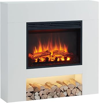 LegendFlame Georgia Electric Fireplace with 37" Mantel Surround and Jaden 23" Insert, Cream White Finish