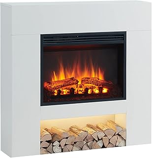 LegendFlame® Georgia Electric Fireplace with 37" Mantel Surround and Jaden 23" Insert, Cream White Finish