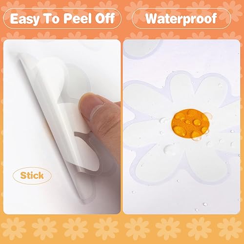 Miniatura 5 de 36 calcomanías de pared florales de margaritas blancas para niños, guardería, aula, sala de estar