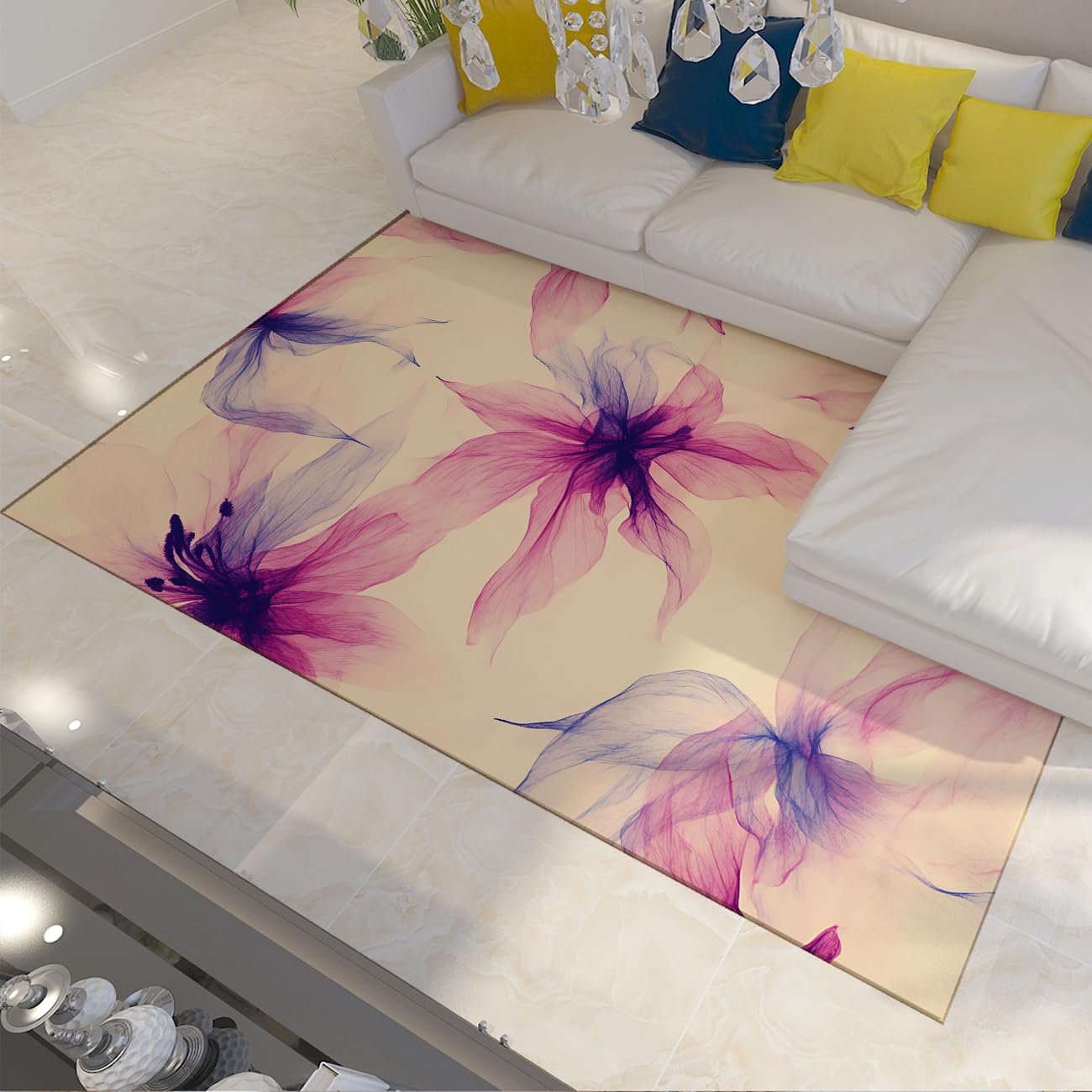 Tapis violet 160x230cm aquarelle moderne en moquette de style tie dye