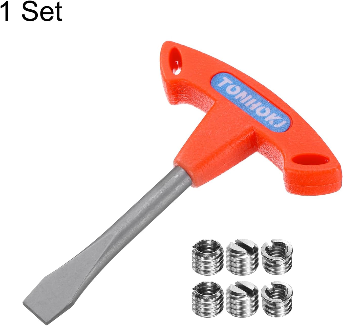 HARFINGTON T Handle Flat Head Screwdriver 10mm T Handle Slotted Screwdriver with 9pcs 1/4 to 3/8 Inch Interchangeable Camera Screws for Quick Release Plate Camera Tripod Monopod, Red
