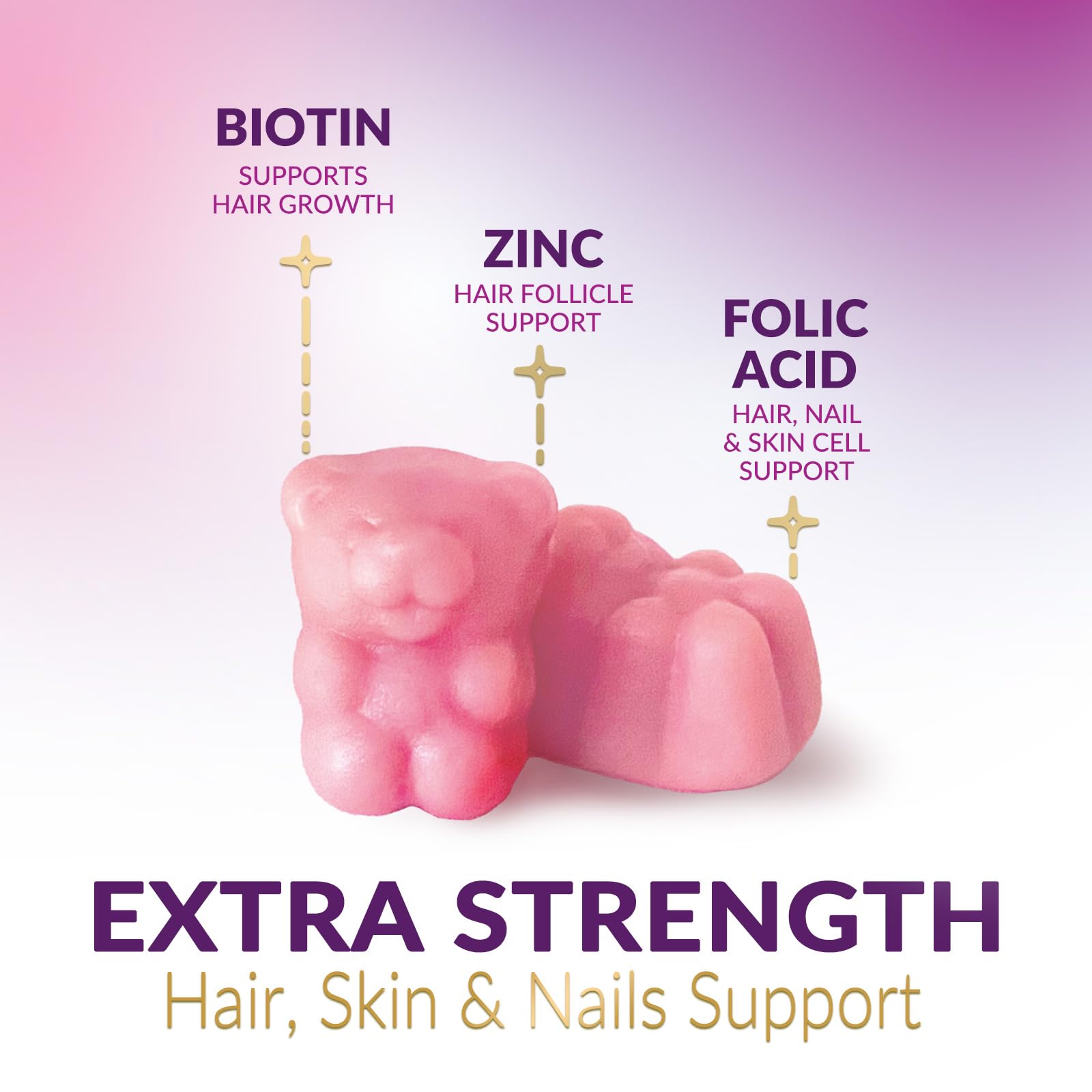 Hair Vitamins Gummies with Biotin 5000 mcg - Extra Strength Hair Growth Support Vitamin E & C - Stronger Radiant Hair, Skin & Nails Supplement - Hair Growth Support Gummy, Berry Flavor - 60 Gummies — Amazon image 3