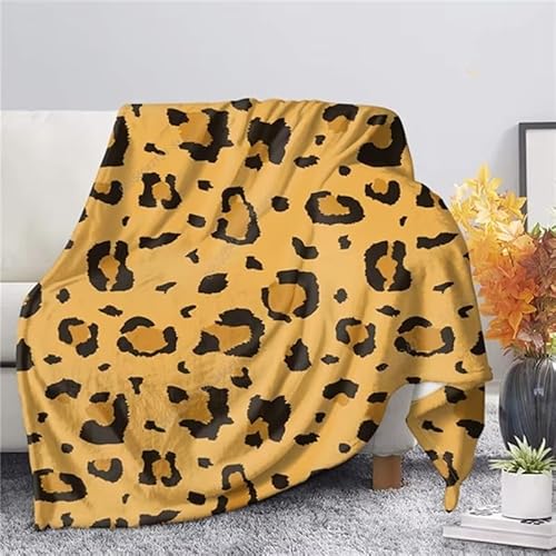 SJSXWQN Manta para Sofa Cama de Franela Estampado De Leopardo Amarillo Manta Polar de Microfibre Suave Transpirable Cálida como Manta de Salón, Manta para Sofá Cama - 180x240 cm