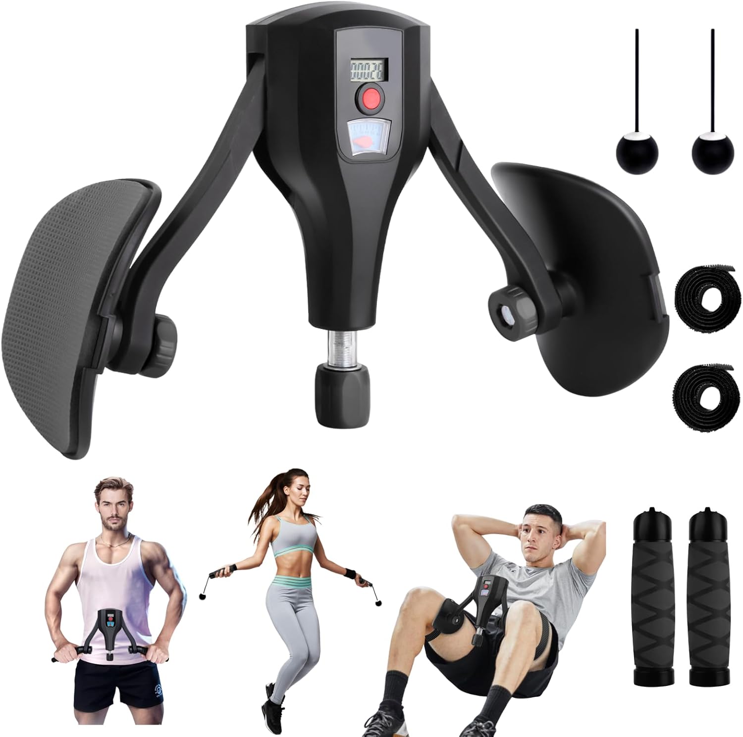 Inspack Thigh Trainer Workout Equipment, Women/Men Kegel Exercise Pelvic Floor Muscle Strengthening Repair Device, Hip Abductor Pilates Machine, Inner Thigh/Butt/Leg Slimmer Excerciser Devices/Trainer Carbon Black 132lbs Pro + Handle/Ball