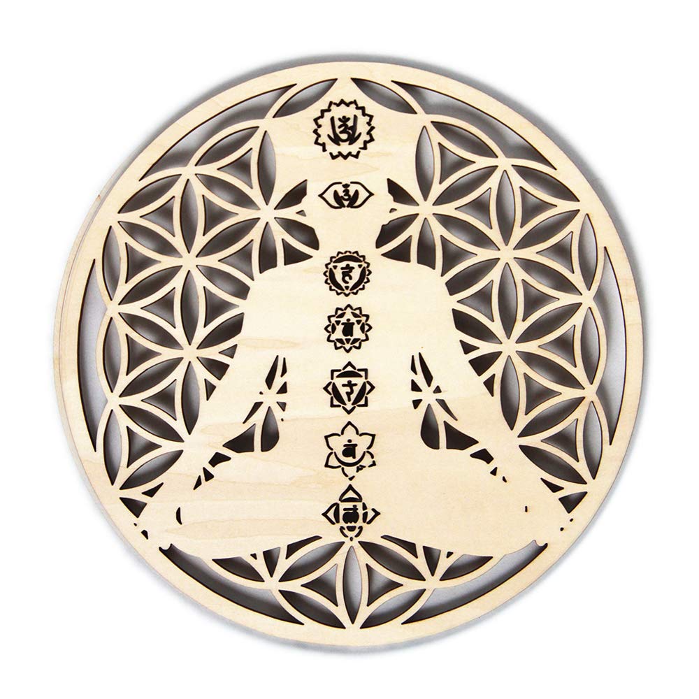 Chakra Meditation Energy Balance Crystal Healing Wood Crystal Grid Altar Crystal Healing Sacred Geometry Metatron's Cube Witchcraft (D)