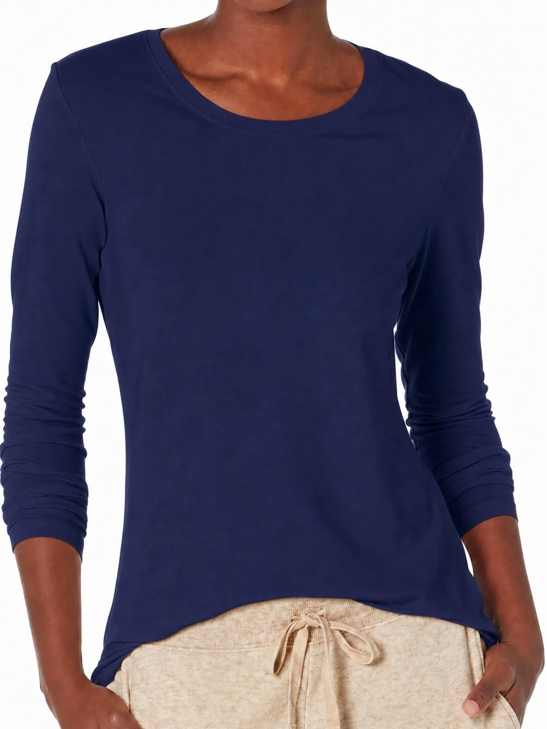 Cicy Bell Damen Langarmshirt Rundhals Basic Tops | Regular-Fit,Einfarbig,Tshirt,Oberteile,Langarm,Tunika,Longshirt
