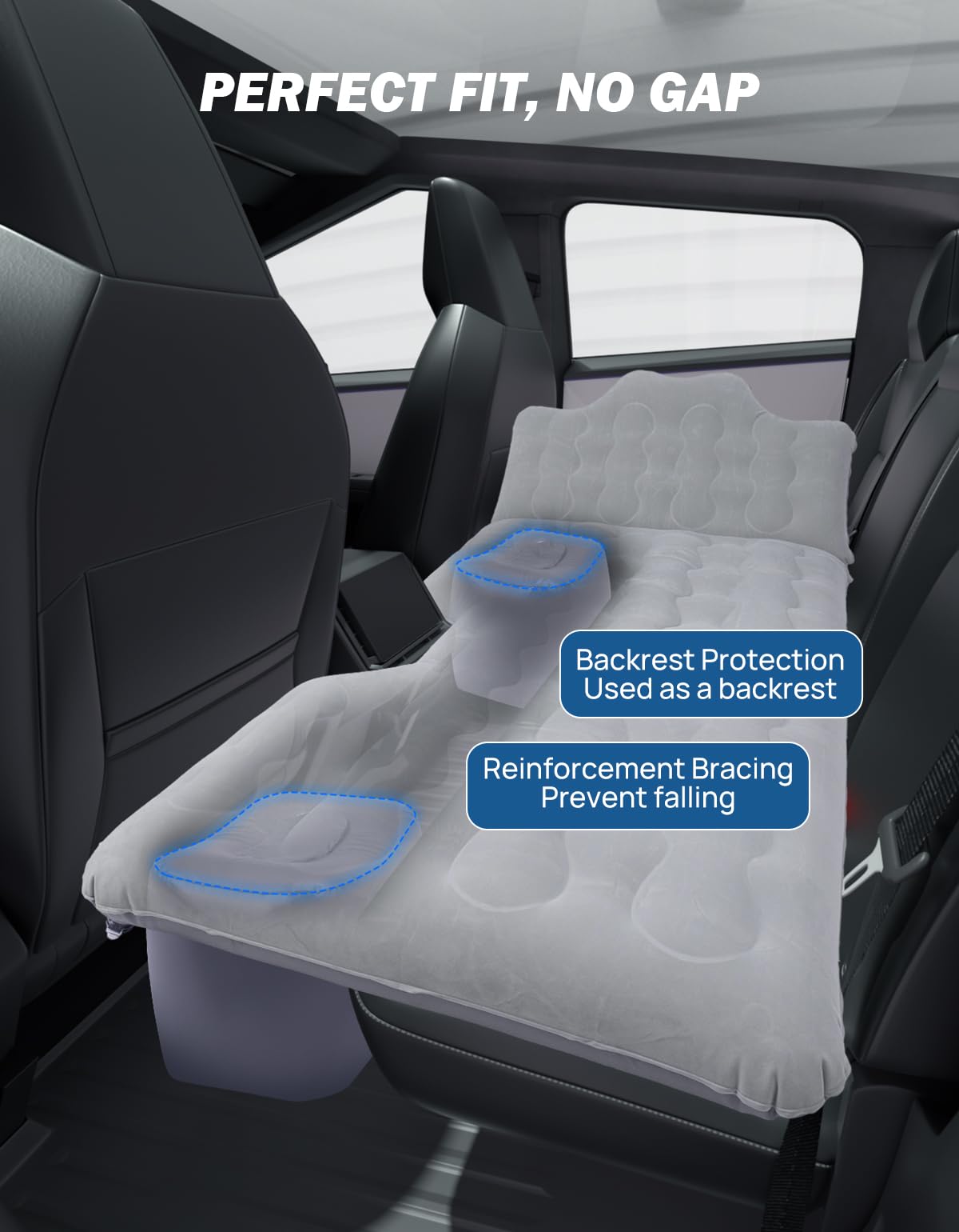 JOYTUTUS Back Seat Air Mattress with Air Pump Compatible with 2024 Cybertruck, Inflatable Back Seat Air Mattress for Camping Sleeping