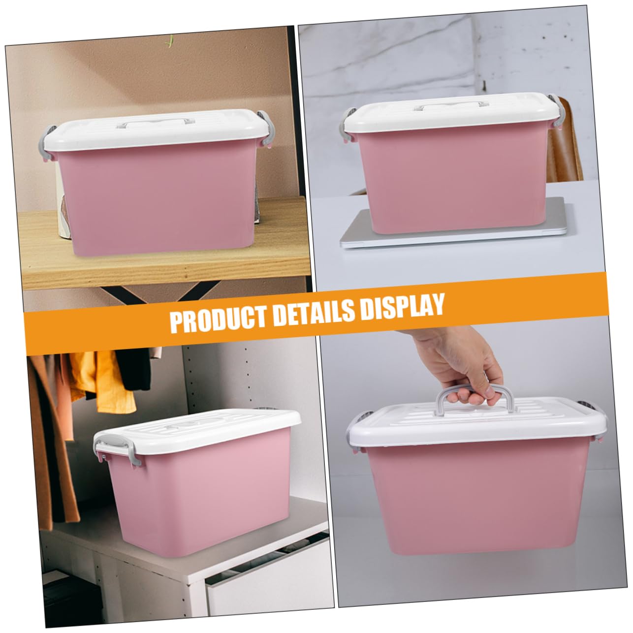 Caja de Almacenaje de Plástico Tapa, 30l, Pp Rosa para Escritorio y Hogar