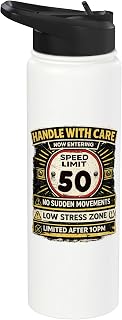 Speed Limit Not old Handle With Care Funny Age 50 Birhtday Stainless Steel Insulated Water Bottle
