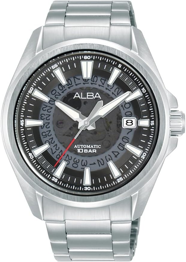 AlbaStainless Steel Men Analog Wristwatch Au4031X1, Black Dial, Silver Band