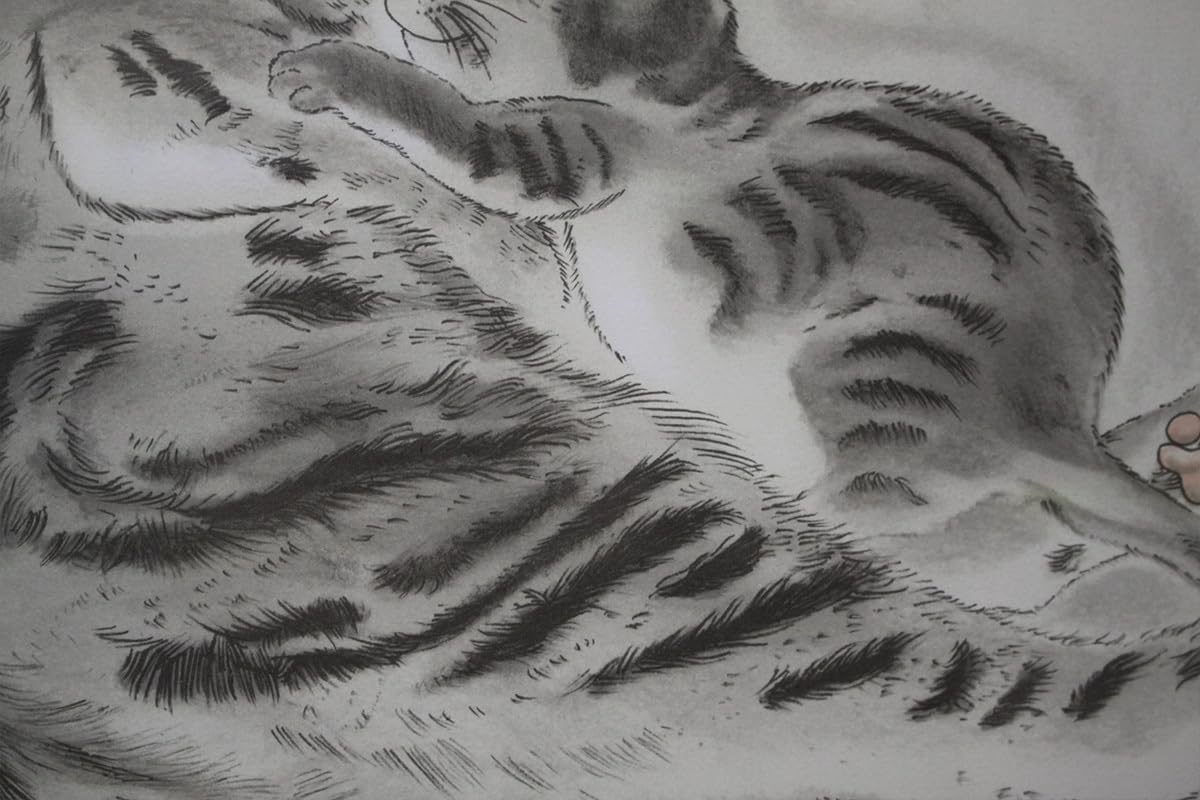 □真作□藤田嗣治「親子猫」カラーリトグラフ スタンプサイン入 高級