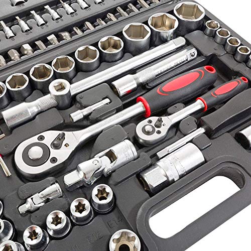 JOMAFA MALETIN 108 PIEZAS HERRAMIENTAS AUTOCLE CHROME VANADIUM 1/4" Y 1/2" - imagen 2