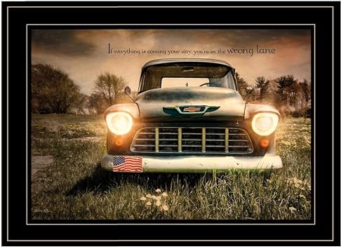 Trendy Decor 4U RLV346-704G Wrong Lane Wall Art By Robin-Lee Vieira - Americana Vehicle 15" H x 21" W