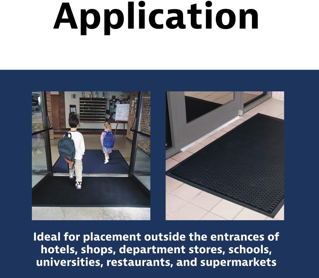 Notrax 340 Soil Guard™ Rubber Scraper Entrance Mat, Outdoor Natural Rubber Doormat for Indoor or Outdoor Heavy-Duty Use, Beveled Edges, 4' x 6', Black, 340S0046BL