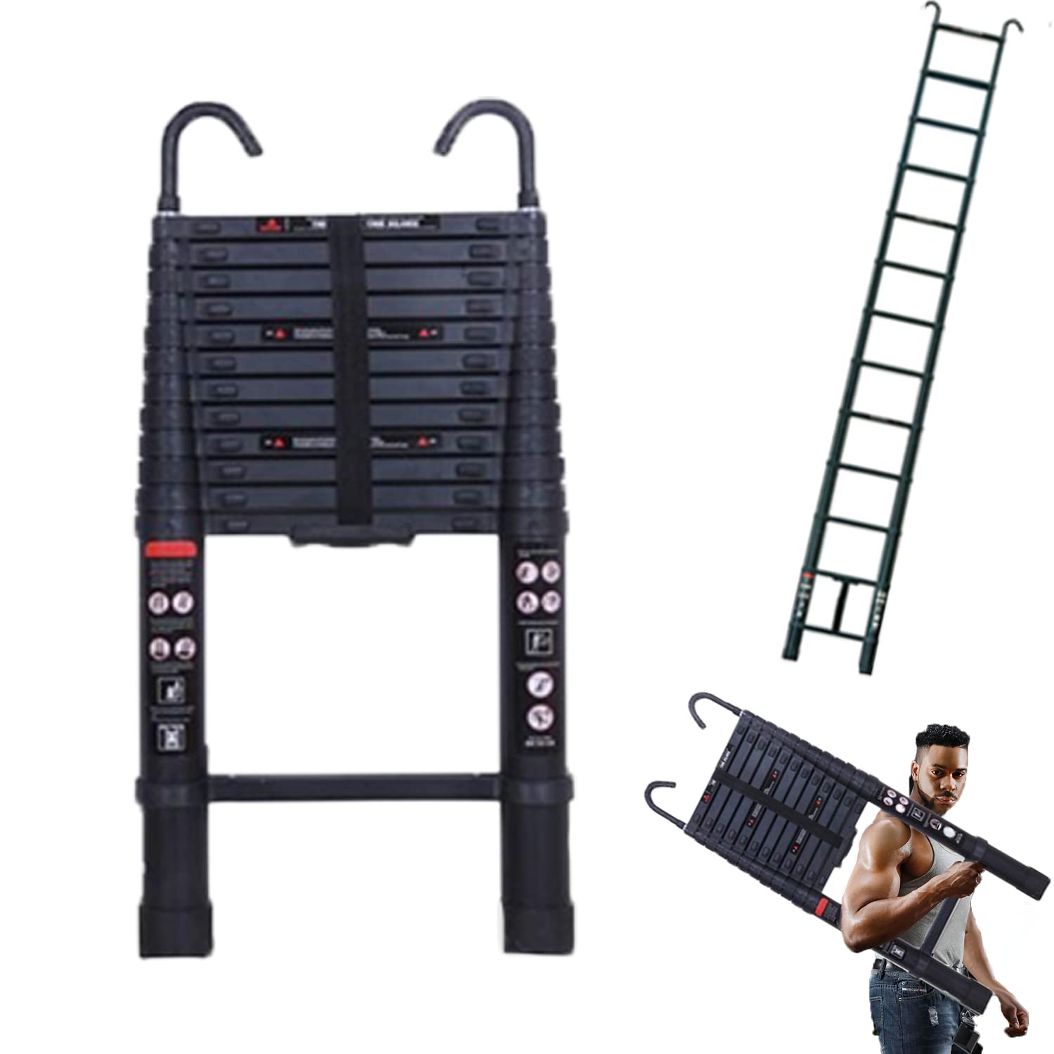 伸縮はしご最長5m耐荷重150kg自動ロックスライド式アルミスーパーラダー 伸縮ハシゴ最長5m耐荷重150kg自動ロックスライド式アルミスーパー