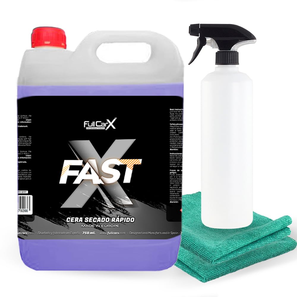 FULLCARX FastX 5-litrowy wosk w płynie na mokry samochód, wydajność 2 w 1, suszenie i ochrona o wysokim połysku, podstawa Carnauba, łatwa aplikacja, profesjonalny produkt czyszczący
