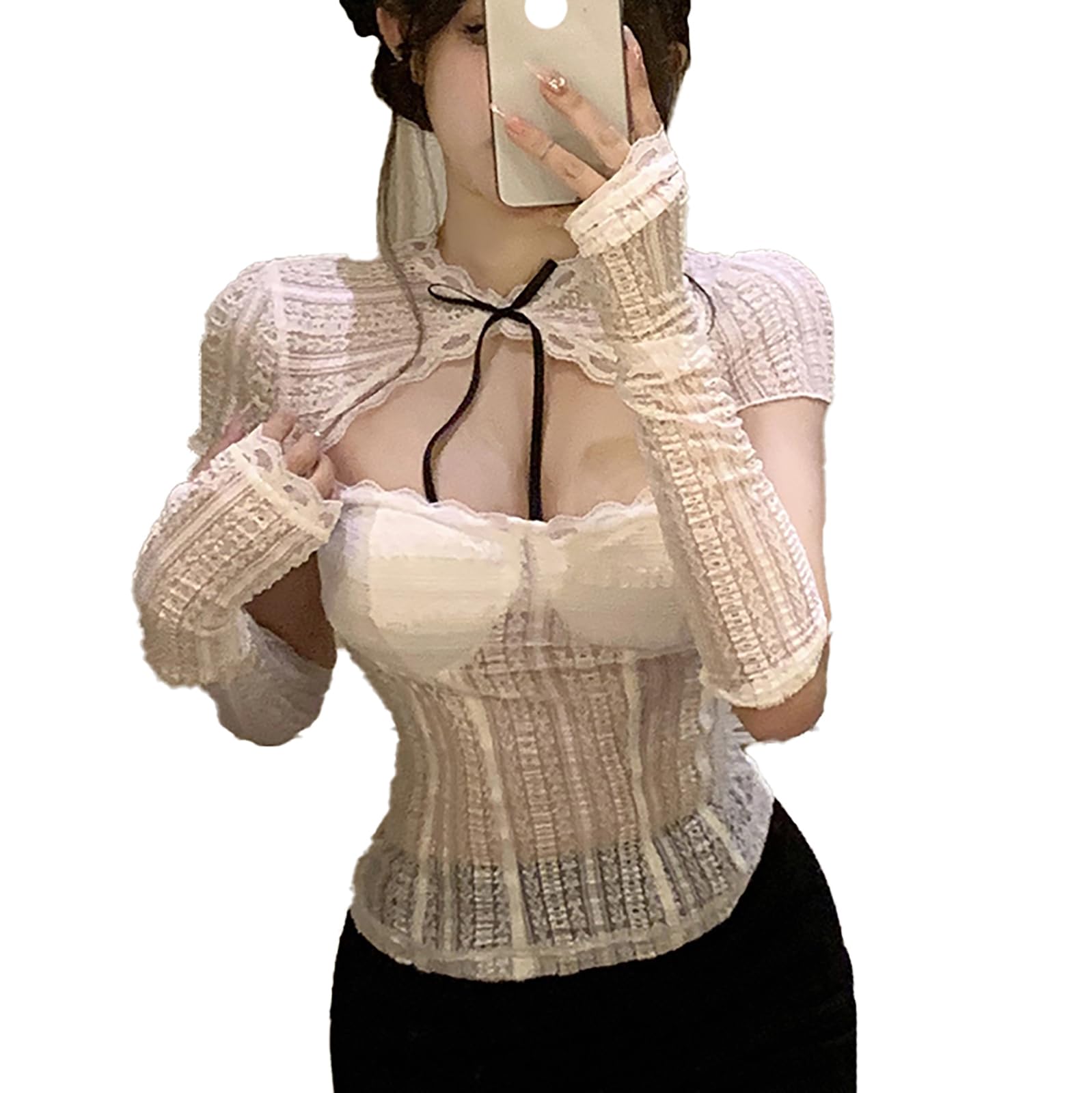 Amazon.co.jp: [MODKOKU] 総レース ブラウス レディース Vネック