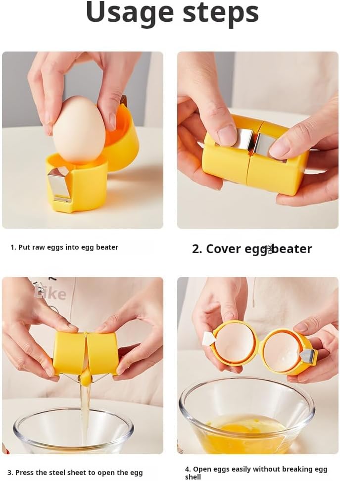 Egg Opener Tool, Egg Shell Cracker Cutter, Quick Egg Cracking Tool with Stainless Steel Blade, Kitchen Gadget for Eggs, Easy Egg Top Cutter for Cooking Baking (Yellow)