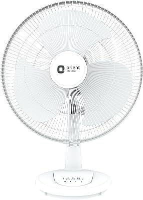 Electric 400mm Table 77 HS Table Fan | 2100 RPM for high air thrust | Aerodynamic resin blade | Thermal overload protection| 2 Year Warranty by Orient| White, Pack of 1