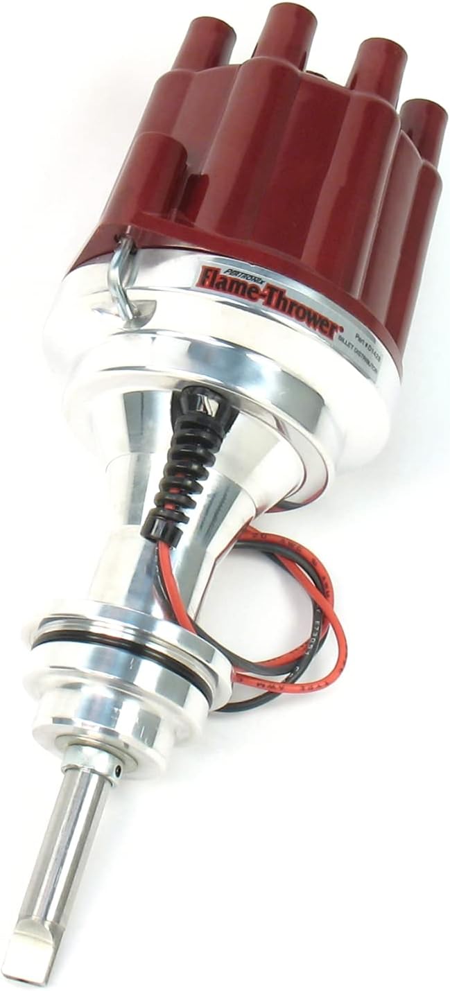 Pertronix D7142801 Flame-Thrower Non Vacuum Red Cap Billet Electronic Distributor with Ignitor III Technology for Chrysler/Dodge/Plymouth 383-400