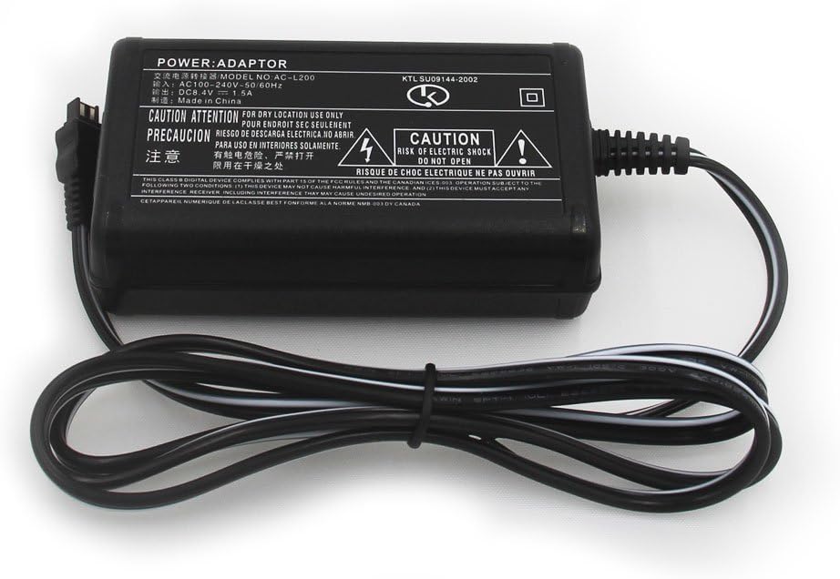 AC-L200 AC Power Adapter Charger Compatible Sony Handycam Camcorder DCR-HC DCR-SX,DCR-SR,DCR-PC,DCR-DVD,DCR-IP,HDR-CX,HDR-SR,HDR-XR,HDR-PJ,HDR-UX,HDR-TD,CCD TRV DEV Series