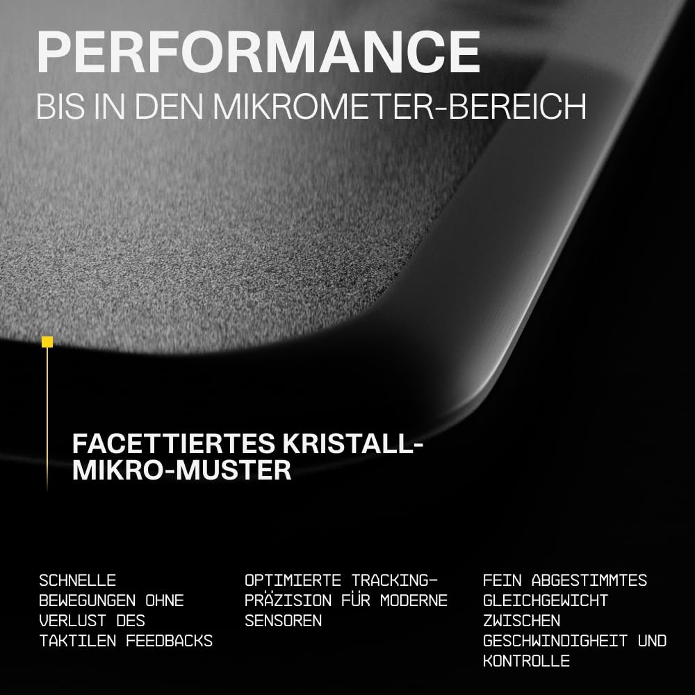 Wallhack SP-005 Glas Gaming Mauspad – Speed Surface für Esports, großes Mauspad ultra-gleitfähiges Low-Friction Tracking, gehärtetes Glas, flaches ergonomisches Profil inkl. Carry Case |Skypad Schwarz