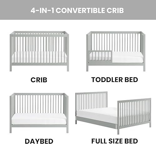 Miniatura 2 de Oxford Baby Essentials Island Cuna convertible 4 en 1 de tamaño matrimonial con husillos redondos, gris