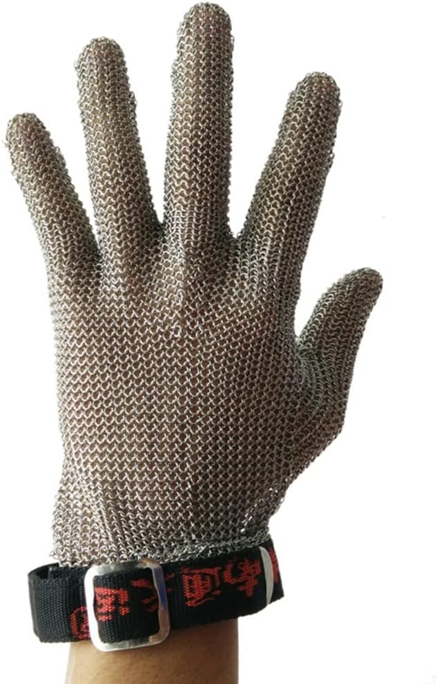 CXKJP Home Kitchen Cut Resistant Gloves, Hardware Store Safety Work Steel Chain Gloves, Adjustable Wrist Strap (Size : XS/A Pack of one)